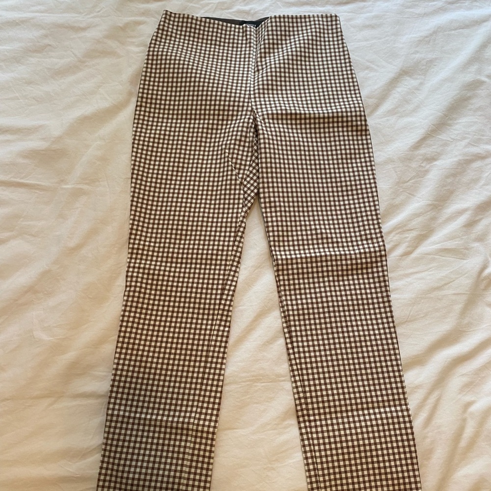 Theory Checkered Pants - Cropped Straight-Legged Pants. Size 4